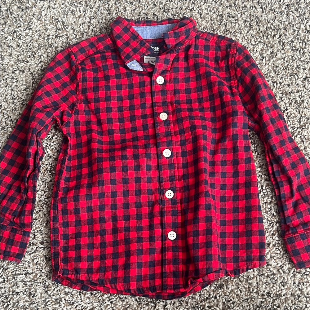 OshKosh B'gosh Red and Black Plaid Button Down Shirt